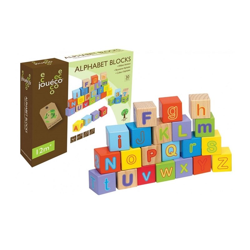 Joueco - 30 деревянных кубиков алфавита