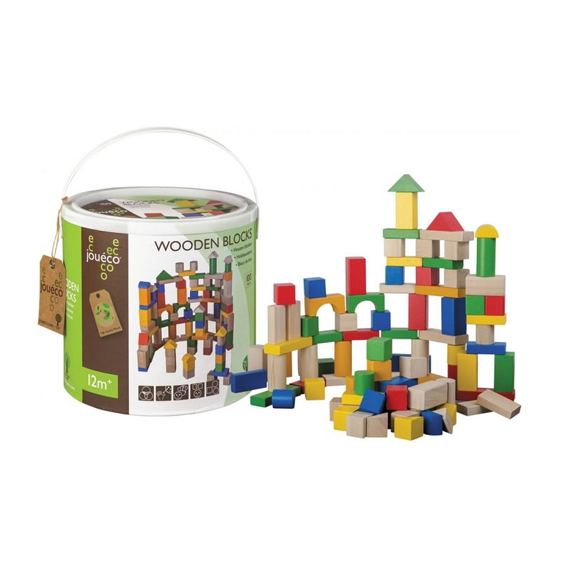 Joueco 100 деревянных кубиков