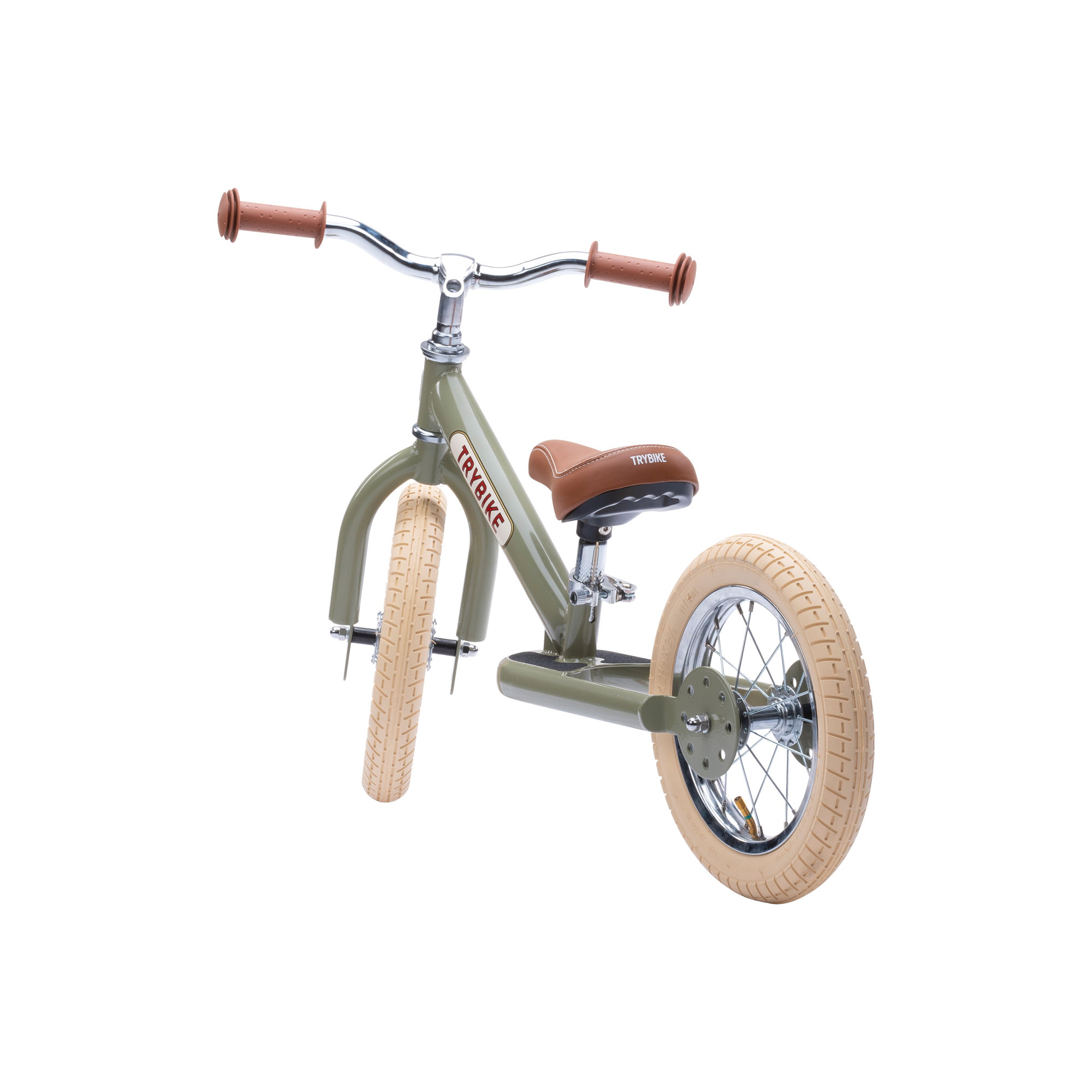 Trybike steel balance bike 2 in 1 – Vintage green