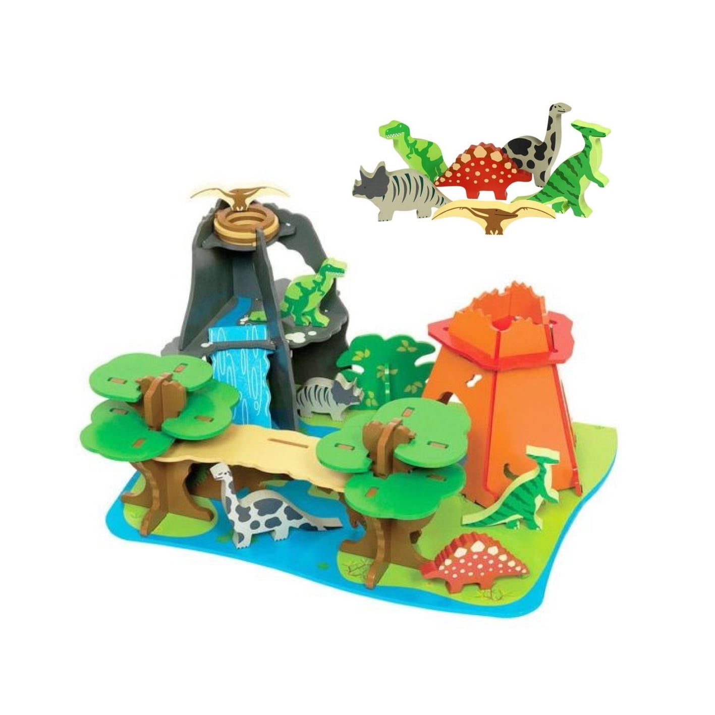 Wooden Dino Island with figures