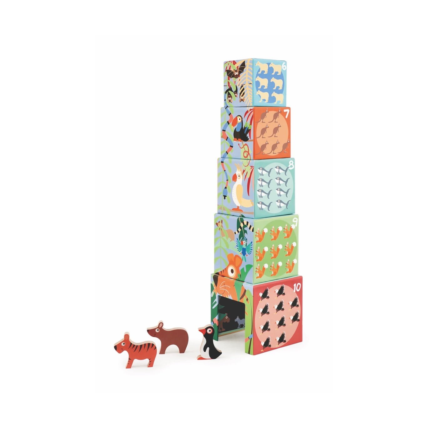 Stacking tower with animals - Animals of the world