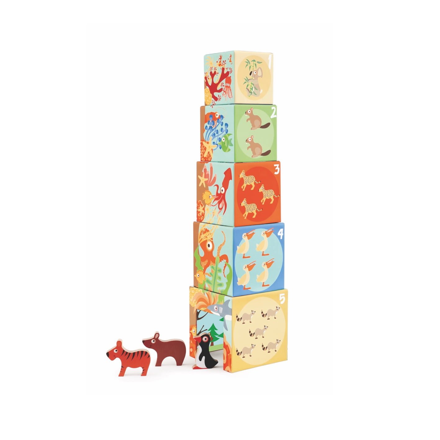 Stacking tower with animals - Animals of the world